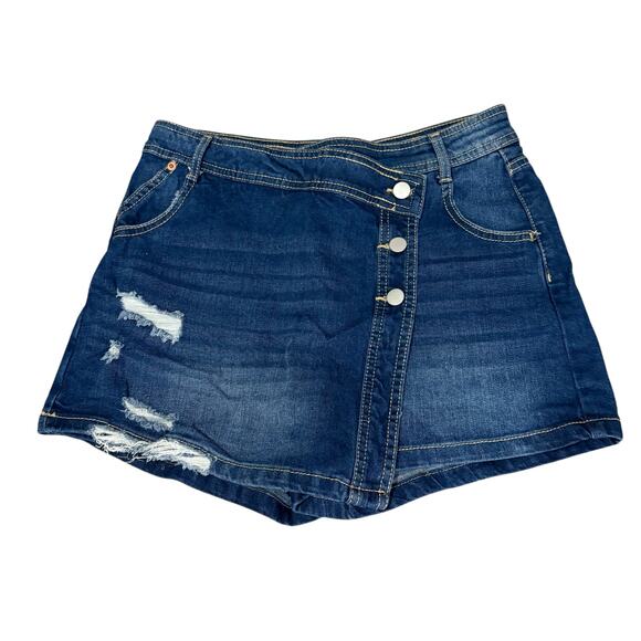 No Boundaries women's size 9 distressed Skort, crossover waist, summer #4237 - Picture 1 of 9